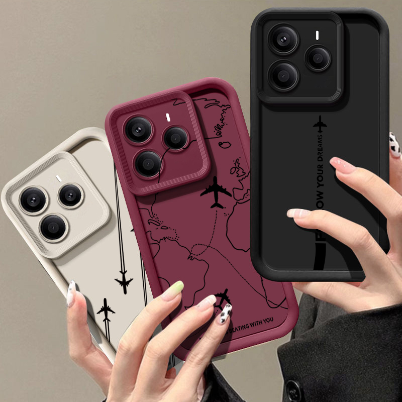 Xiaomi Redmi Note 14 - Telefoonhoesje van TPU met vliegroute-patroon voor